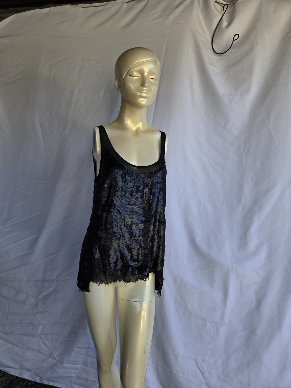All Saints Black Sequin Tank Top